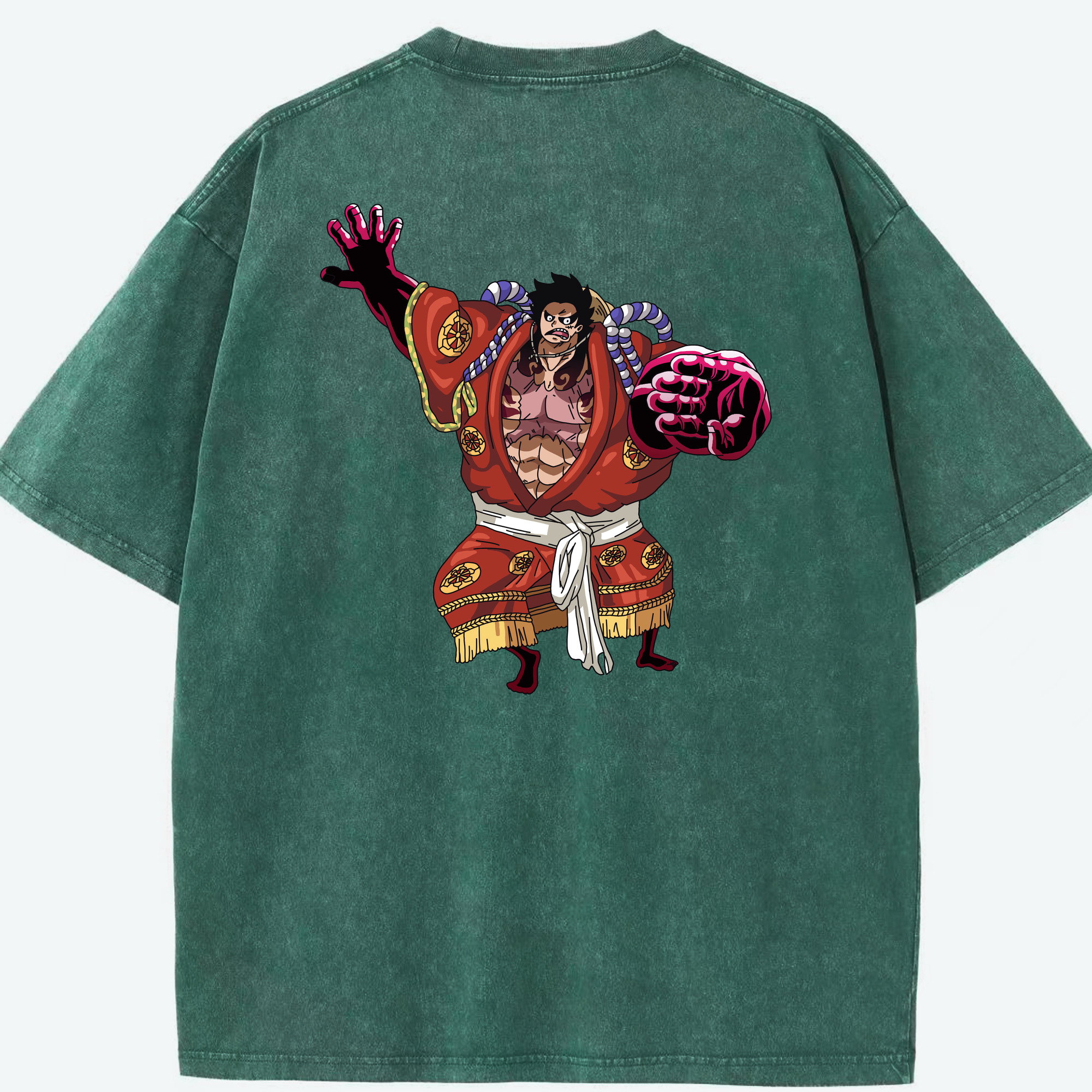 ワンピース モンキー・D・ルフィ ONE PIECE Monkey D. Luffy 綿100% ヴィンテージ風 半袖Tシャツ（背面プリント）